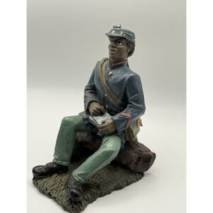 Vintage African American Man Soldier Writing Home Army Figure Youngs Inc 6"